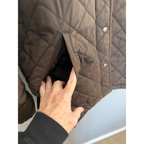 Y2K LL Bean Womens Quilted Barn Jacket SZ Sm Brown Corduroy Chore Snap Closure - Picture 5 of 7